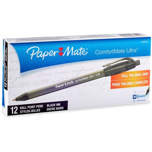 Paper Mate  Comfortmate Retractable Ballpoint Pen, Medium, Black/BK