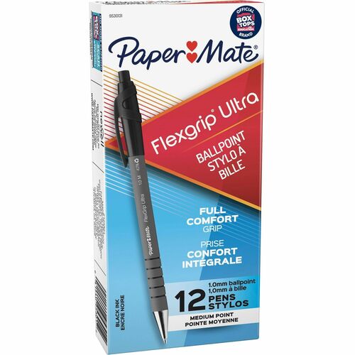 Paper Mate  Ballpoint Pen, Retractable, Medium Point, Black/BK