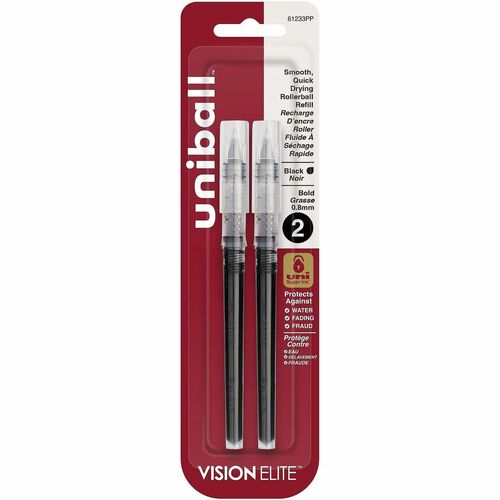uni-ball Corporation  Elite Vision Uniball Refill, 0.8mm,Waterproof, 2/PK, Black