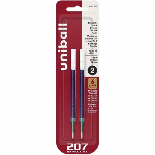 uni-ball Corporation  Gel Impact RT Refill, Bold Point, 2/PK, Blue Ink