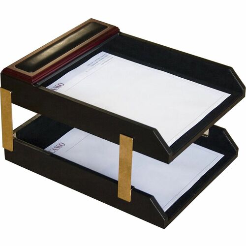 Dacasso  Letter Tray,Double,13-3/4"x10-3/5"x7-3/4",RWD/BK