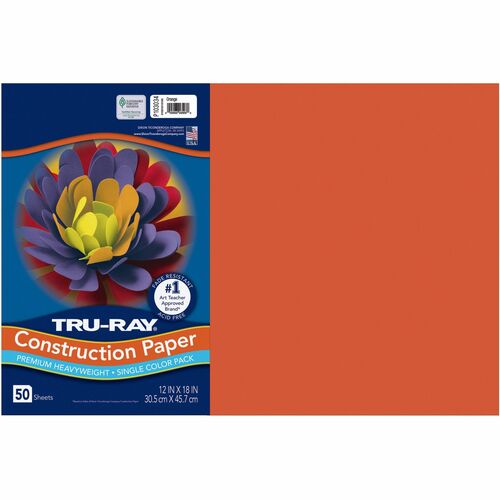 Pacon  Construction Paper,76 lb.,12"x18", 50/PK, Orange