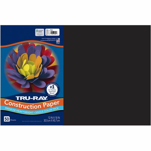 Pacon  Construction Paper,76 lb.,12"x18",50/PK,Black