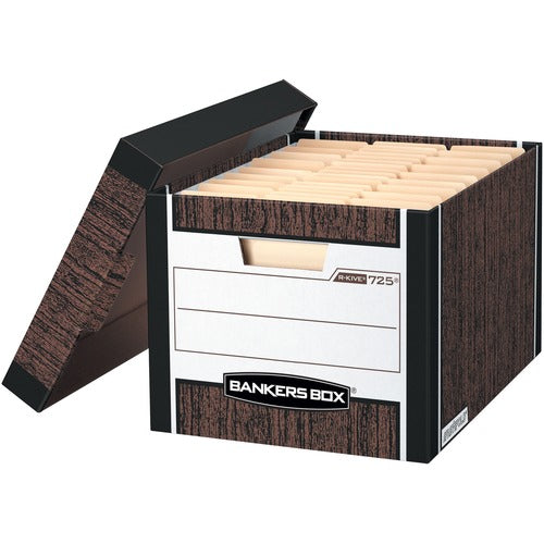 Fellowes  R-Kive Storage Boxes, 12"x15"x10", 4/CT, Woodgrain-FEL0072506