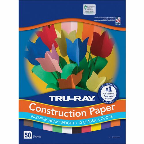 Pacon  Construction Paper, 76 lb., 9"x12", 50/PK, Assorted