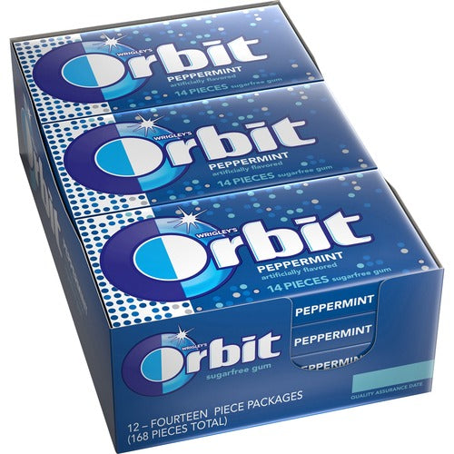 Mars, Inc  Orbit Gum, Sugar-free,14/Pcs/PK,12 Packs/BX, Peppermint