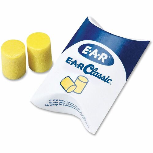 3M  Earplugs, Uncorded, Pillow Pack, 200/BX, Yellow