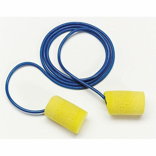 3M  Classic Earplugs, Moisture-Resistant, Corded, 200/BX, YW/BE
