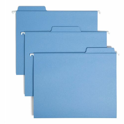 Smead  Hanging Folders,w/2-Ply Tabs Attached,1/3 Tab,Ltr,20/BX,Blue