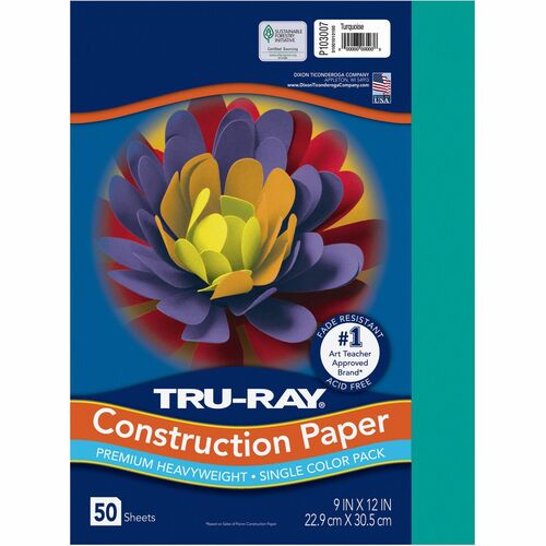 Pacon  Construction Paper, 76lb., 9"x12", 50/PK, Turquoise