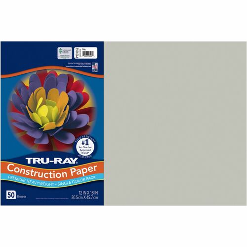 Pacon  Construction Paper, 76lb., 12"x18", 50/PK, Gray