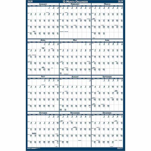 House Of Doolittle  Wall Planner, Reversible, 2-sided, Jan-Dec, 32"x48", BEGY-HOD3961