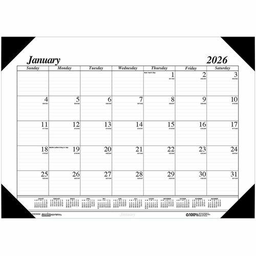 House Of Doolittle  Desk Pad, Refillable, 12 Months, Jan-Dec, 22"x17", BK/WE-HOD124