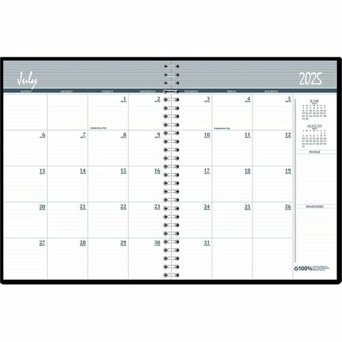 House Of Doolittle  Monthly Planner, 2PPM, Rld, 14Mths, Jul-Aug, 8-1/2"11", BK-HOD26502