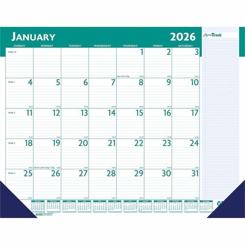 House Of Doolittle  Desk Pad, "Express Track", 13 Months, Jan-Jan, 22"x17"-HOD148