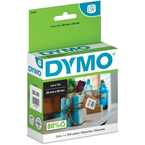 Dymo  File Folder Labels, 1"x1", 750 Labels/Roll, WE-DYM30332