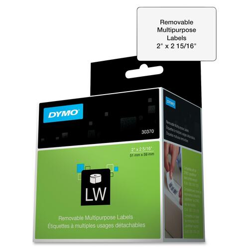 Dymo  Multipurpose Labels, Removable, 2"x2-5/16", 250/RL, White-DYM30370