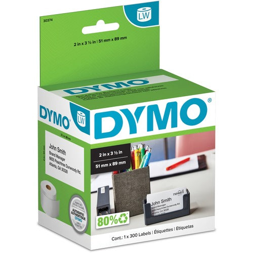 Dymo  Labels,Business Cards,Nonadhesive, 2"x3-1/2",300/RL White-DYM30374