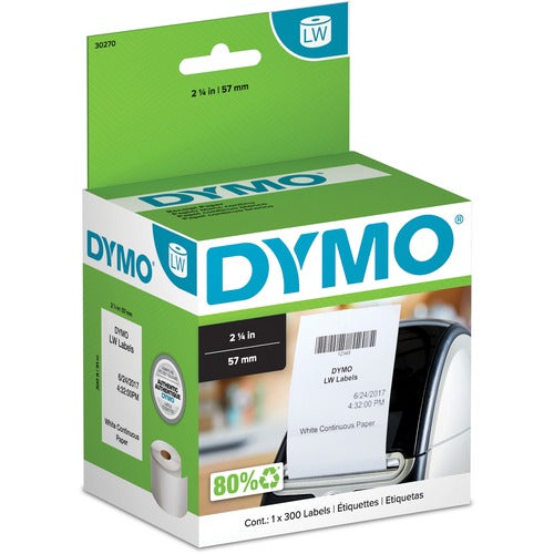 Dymo  Multipurpose Labels, Continuous, 2-1/4"x300', White-DYM30270