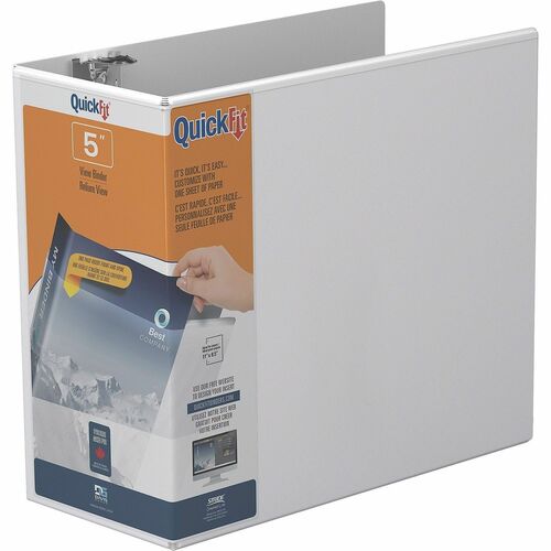 Stride, Inc.  View Binder,Quick Fit,D-Ring,5",11-1/4"x11-3/4",White