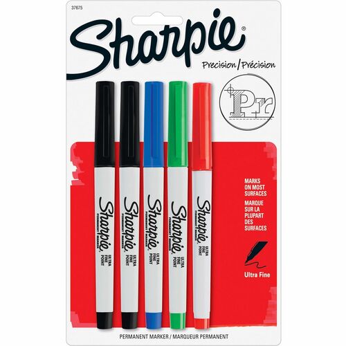 Newell Brands  Permanent Markers, Waterproof, Ultra Fine, 5/PK, Assorted