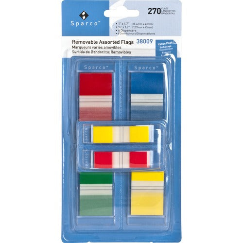 Sparco  Flag Kit,w/Pop-up Dispenser,Removable,270/PK,Assorted