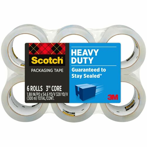 3M  Packaging Tape Refill, 1-7/8"x54.6 Yds, 6 rolls/PK, Clear