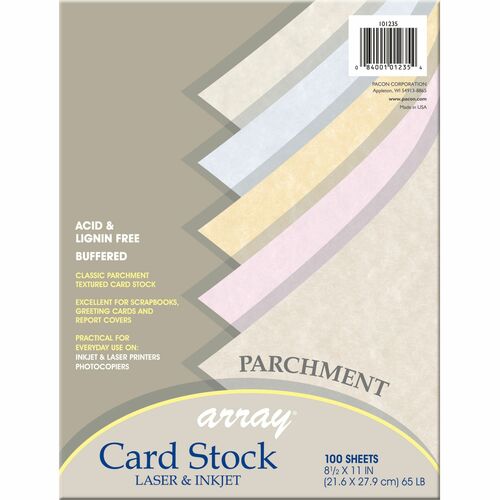 Pacon  Cardstock Paper, Parchment,65 lb., 8-/2"x11",100/PK, AST