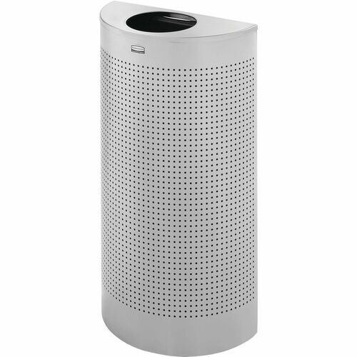 Rubbermaid Commercial Products  Waste Container,1/2-Round,12 Gal,18"x9"x32",SR Metallic