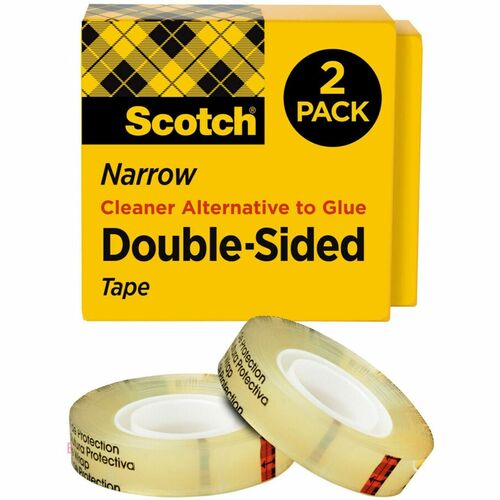 3M  Double-sided Tape, 3"Core, 1/2"x1296", 2/PK, Clear