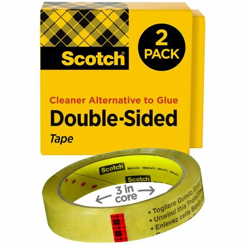 3M  Double-sided Tape, 3"Core, 3/4"x1296, 2/PK, Clear
