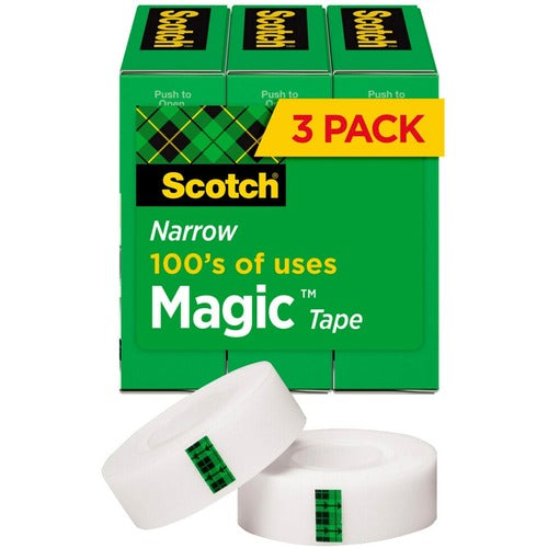 3M  Magic Tape, 1" Core, 1/2"x1296", 3/PK, Transparent