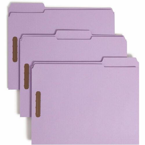 Smead  Folders, 2 Fasteners, 1/3 AST Tab Cut, Ltr, 50/BX,Lavender