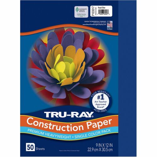 Pacon  Construction Paper, 76 lb., 9"x12", 50/PK, Royal Blue
