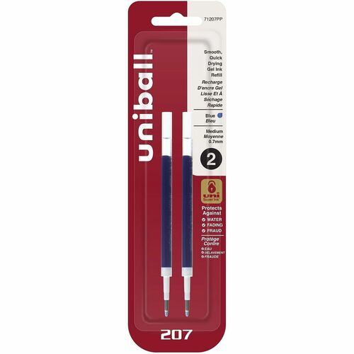 uni-ball Corporation  Pen Refills, f/207 Gel,0.7mm, 2/PK, Blue