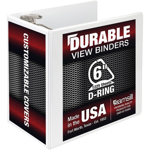 Samsill  Binder, Locking, 6" D-Ring, 8-1/2"x11"Pg Sz, White