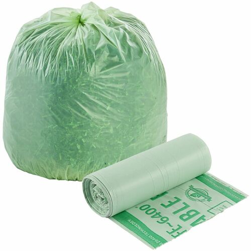Stout  Compostable Trash Bags,13 Gallon,.85mil,24"x30",45/CT,Green