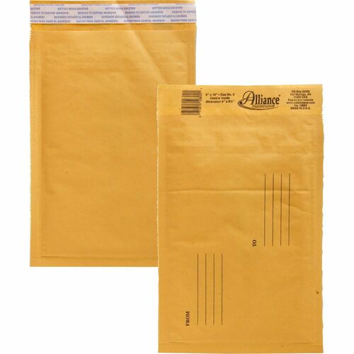 Alliance Rubber Company  Envelopes,No. 0,Bubble Cushioned,25/CT,6"x10"