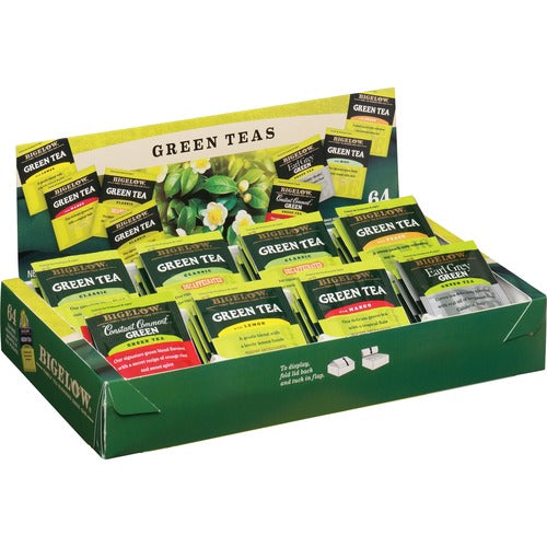 Bigelow  Green Tea Tray, 8 Assorted Teas, 64/BX