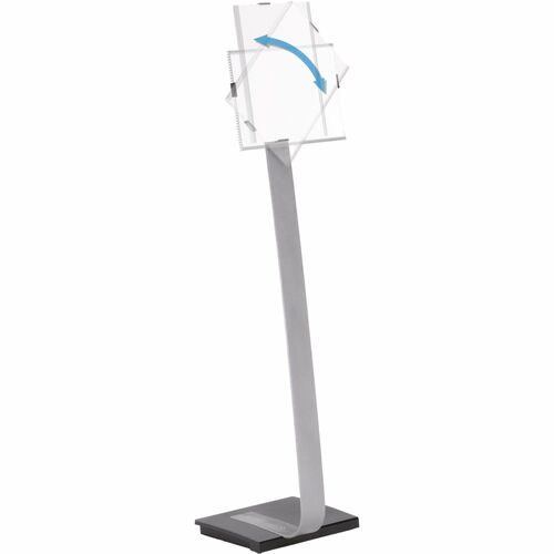 Durable Office Products  Duo sign Stand, Versatile,11"x11-1/2"x46-1/2",Black/Aluminum