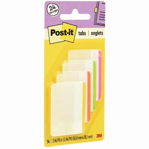3M  Flat Filing Tabs, 2", 24/PK, Bright Color Bars