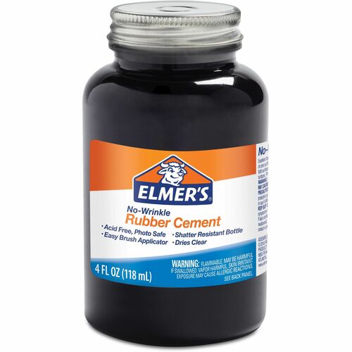 Elmer's  Rubber Cement, Plastic Bottle w/ Brush, 4 oz.-EPIE904
