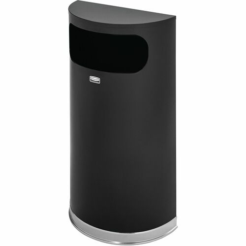 Rubbermaid Commercial Products  Waste Container,1/2-Round,9 Gal,17.6"x8.8"x32.5", BK/CE