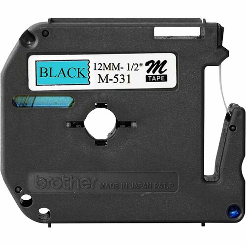 Brother  Labeling Tape, Nonlaminated, 1/2" Size, Black/Blue