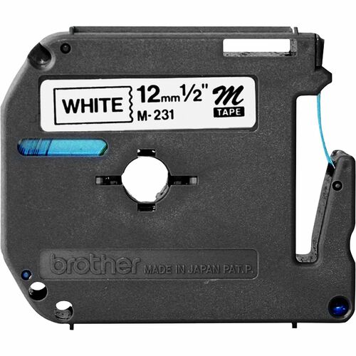 Brother  Labeling Tape, Nonlaminated, 1/2" Size, Black/White