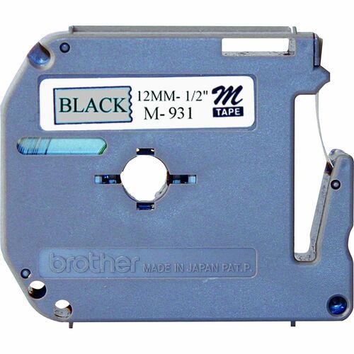 Brother  Labeling Tape, Nonlaminated, 1/2" Size, Black/Silver