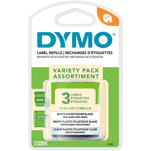 Dymo  LetraTag Value Pack, 1/2"x13', 3/PK, Assorted-DYM12331