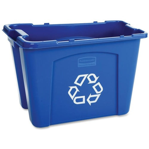 Rubbermaid Commercial Products  Recycling Box, 14 Gal, Stackable, 21"x16"x14-3/4", Blue