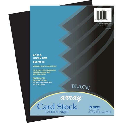 Pacon  Cardstock Paper, 65 lb, 8-1/2"x11", 100/PK, Black