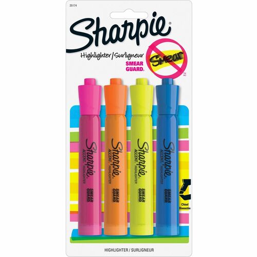 Newell Brands  Major Accent Highlighter, Chisel Point, 4/PK, YW/OE/BE/PK